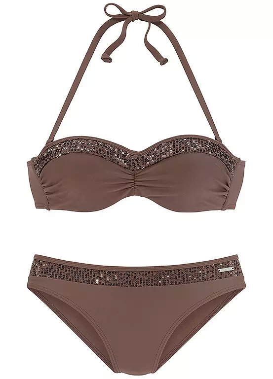 Bruno Banani Underwired Bandeau Sequin Trim Bikini Set - Image 2