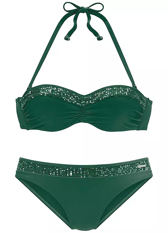 Bruno Banani Underwired Bandeau Sequin Trim Bikini Set - Image 5