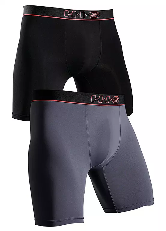 H.I.S Pack Of 2 Long Leg Boxer Shorts