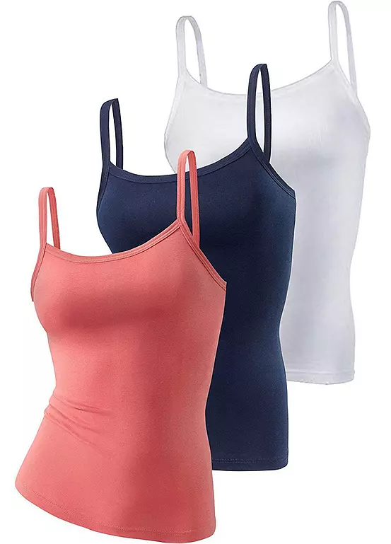 H.I.S Pack Of 3 Fine Rib Vest Tops - Image 2