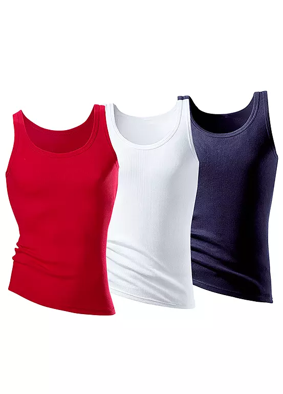 H.I.S Pack Of 3 Fine Rib Vests - Image 2