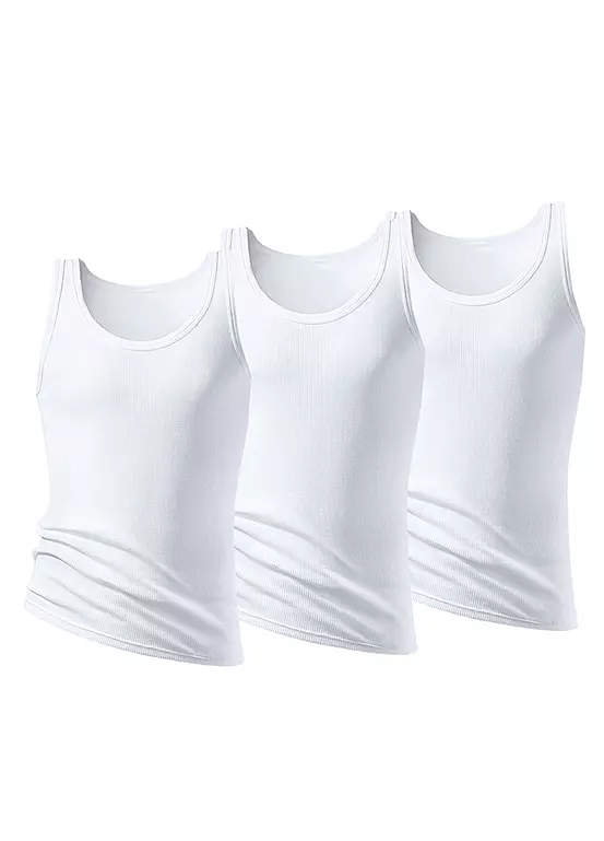 H.I.S Pack Of 3 Fine Rib Vests - Image 3