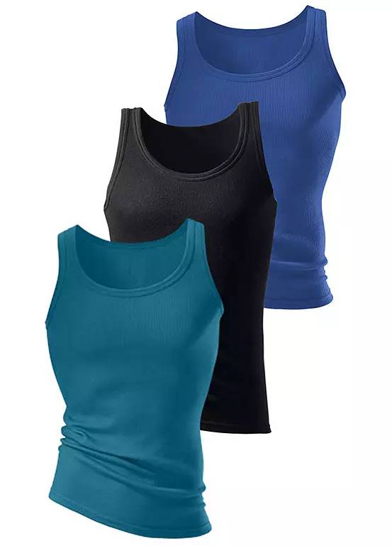 H.I.S Pack Of 3 Fine Rib Vests - Image 4