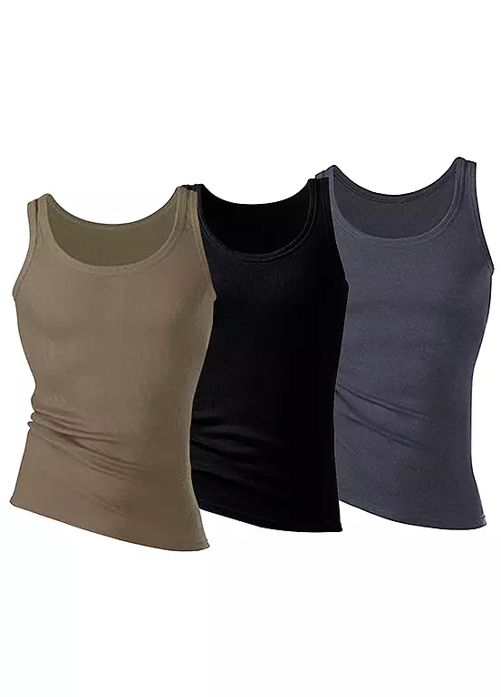 H.I.S Pack Of 3 Fine Rib Vests - Image 5