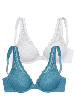 Petite Fleur Lace Trim Push Up Bras