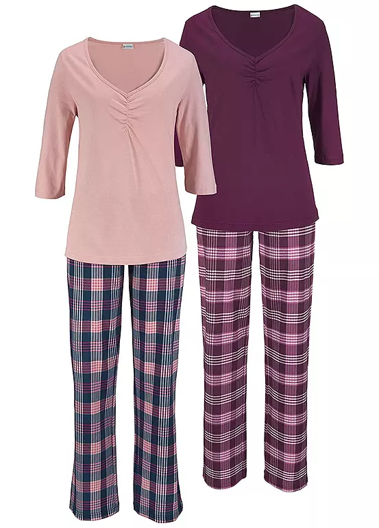 Petite Fleur Pack Of 2 Checked Pyjamas