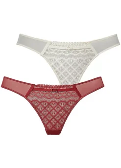 Petite Fleur Pack Of 2 Lace Thongs