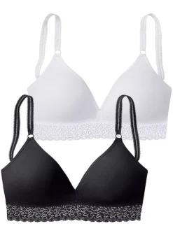 Petite Fleur Pack Of 2 Lace Trim Bralettes