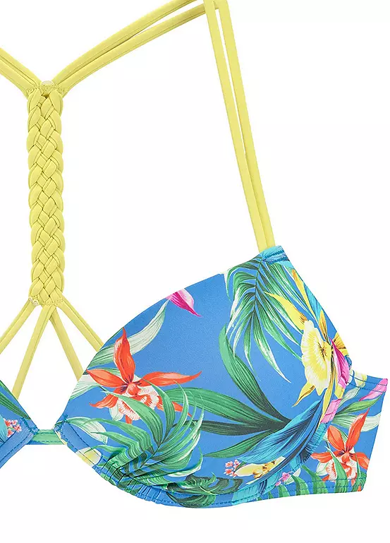 Venice Beach Tropical Print Push Up Bikini Top - Image 4
