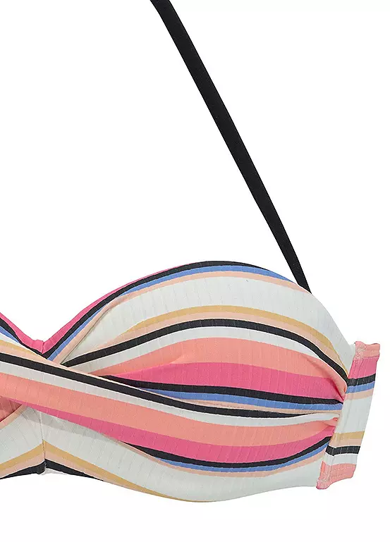 Venice Beach Underwired Striped Bandeau Bikini Set - Image 3