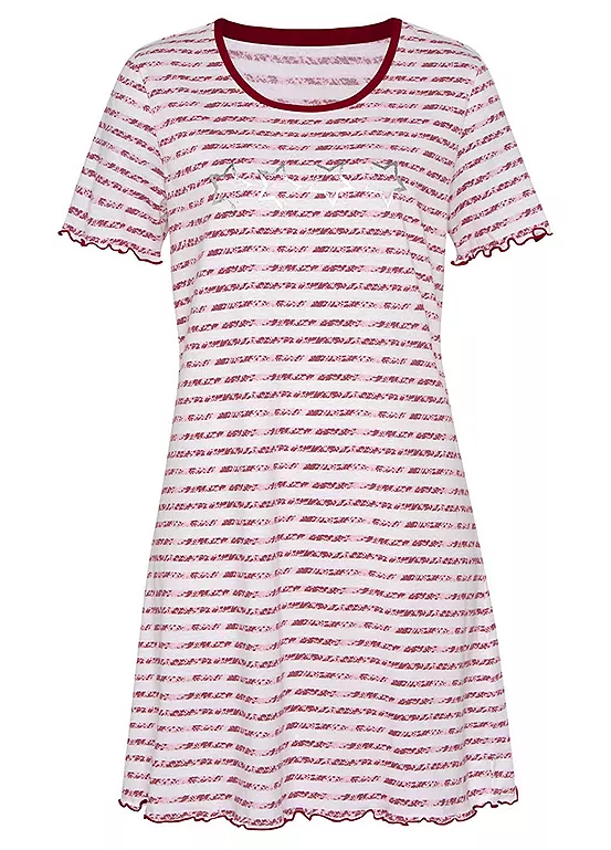 Vivance Dreams Stripe Short Sleeve Ruffle Hem Nightie - Image 2