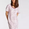 Vivance Dreams Stripe Short Sleeve Ruffle Hem Nightie