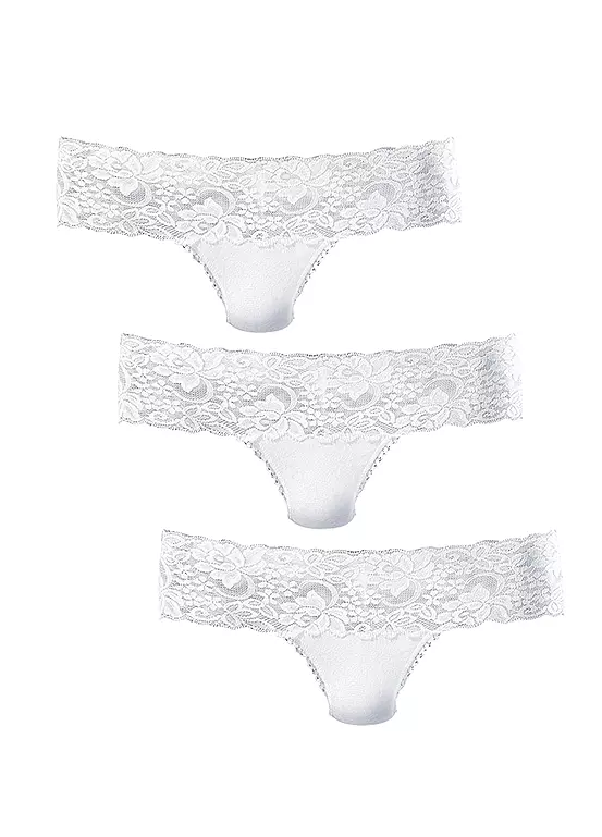Vivance Pack Of 3 Active Basic Lace Brazilian Thongs - Image 4