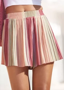 Vivance Striped Pleated Shorts
