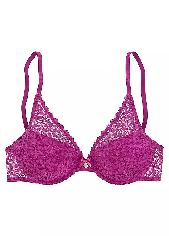 S.Oliver Underwired Floral Lace Padded Plunge Bra - Image 2